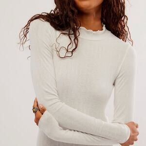 NWOT Free People Weekend Vibe Mock Neck Long Sleeve Bodysuit - Size Medium
